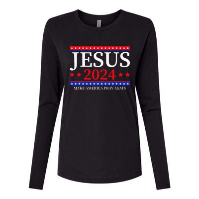 Jesus 2024 Make America Pray Again Christian Womens Cotton Relaxed Long Sleeve T-Shirt