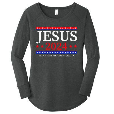 Jesus 2024 Make America Pray Again Christian Women's Perfect Tri Tunic Long Sleeve Shirt