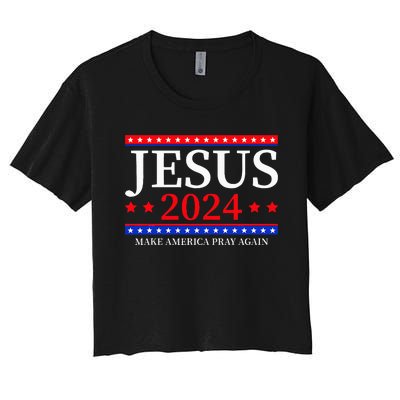 Jesus 2024 Make America Pray Again Christian Women's Crop Top Tee