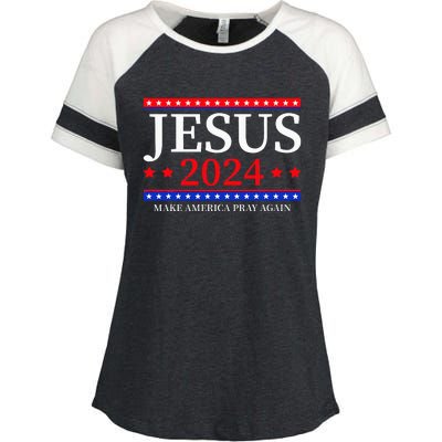 Jesus 2024 Make America Pray Again Christian Enza Ladies Jersey Colorblock Tee