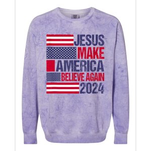 Jesus 2024 Make America Believe Again Colorblast Crewneck Sweatshirt