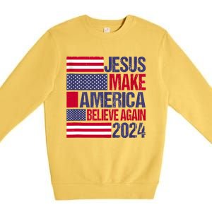 Jesus 2024 Make America Believe Again Premium Crewneck Sweatshirt