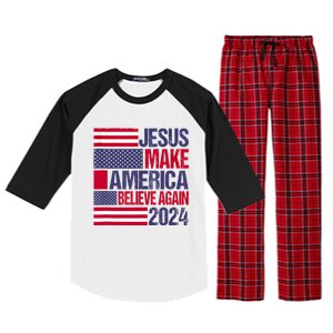 Jesus 2024 Make America Believe Again Raglan Sleeve Pajama Set