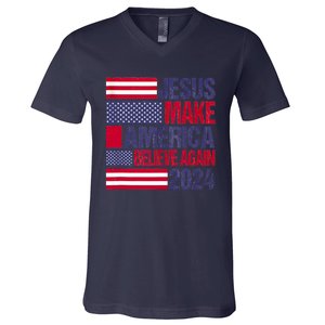 Jesus 2024 Make America Believe Again V-Neck T-Shirt