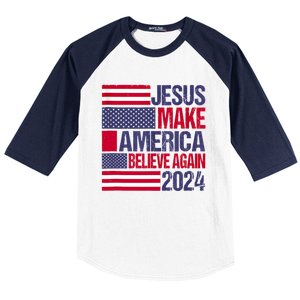 Jesus 2024 Make America Believe Again Baseball Sleeve Shirt