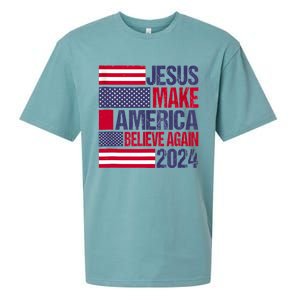 Jesus 2024 Make America Believe Again Sueded Cloud Jersey T-Shirt