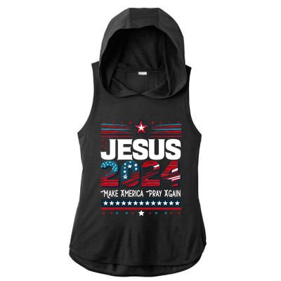 Jesus 2024 Make America Pray Again Ladies PosiCharge Tri-Blend Wicking Draft Hoodie Tank