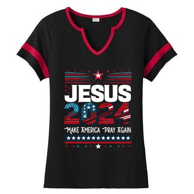 Jesus 2024 Make America Pray Again Ladies Halftime Notch Neck Tee