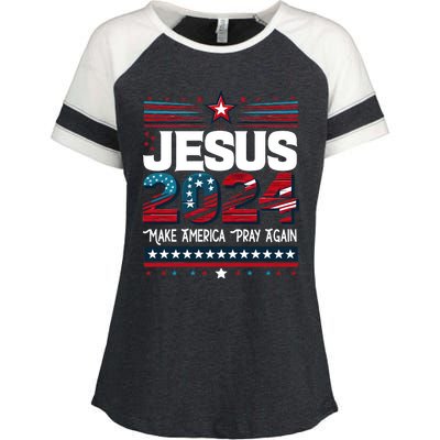 Jesus 2024 Make America Pray Again Enza Ladies Jersey Colorblock Tee