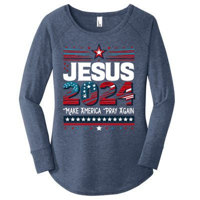 Jesus 2024 Make America Pray Again Women's Perfect Tri Tunic Long Sleeve Shirt