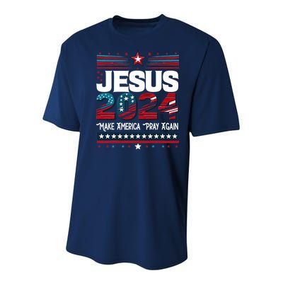 Jesus 2024 Make America Pray Again Youth Performance Sprint T-Shirt