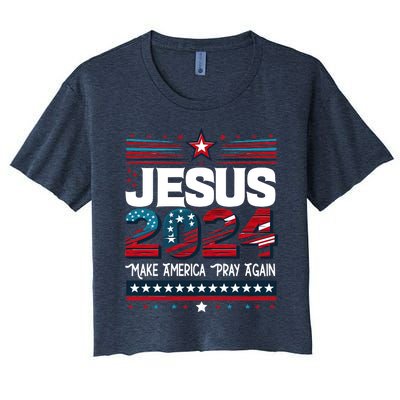 Jesus 2024 Make America Pray Again Women's Crop Top Tee