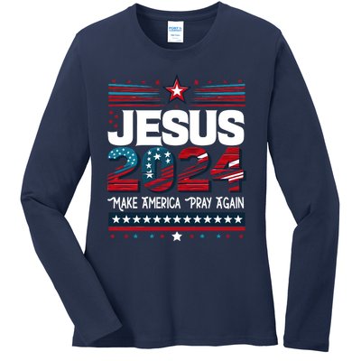 Jesus 2024 Make America Pray Again Ladies Long Sleeve Shirt