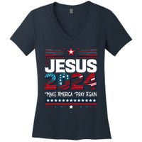 Jesus 2024 Make America Pray Again Women's V-Neck T-Shirt