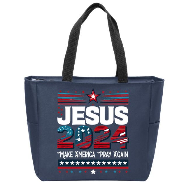 Jesus 2024 Make America Pray Again Zip Tote Bag