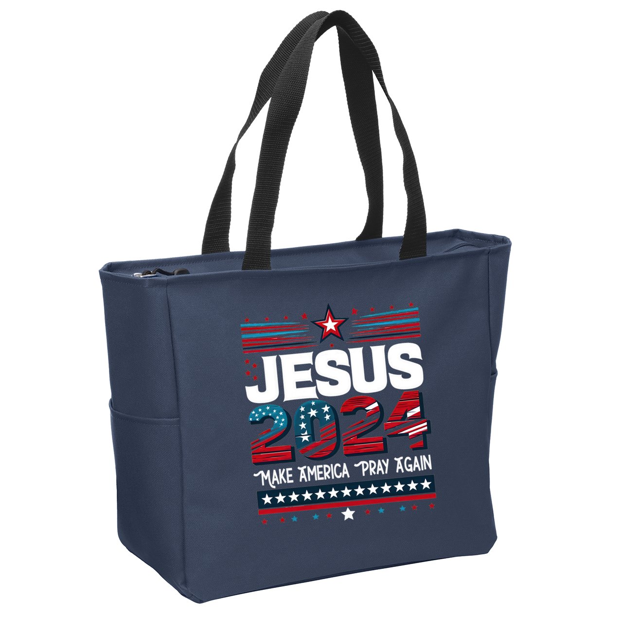 Jesus 2024 Make America Pray Again Zip Tote Bag