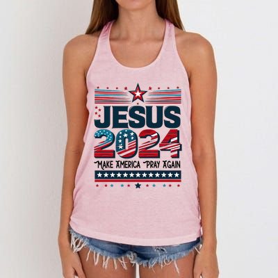 Jesus 2024 Make America Pray Again Women's Knotted Racerback Tank