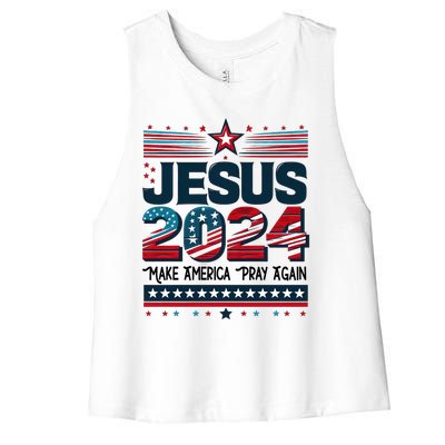 Jesus 2024 Make America Pray Again Women's Racerback Cropped Tank