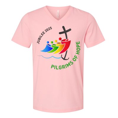 Jubilee 2025 Pilgrims Of Hope For Faith Journey  V-Neck T-Shirt