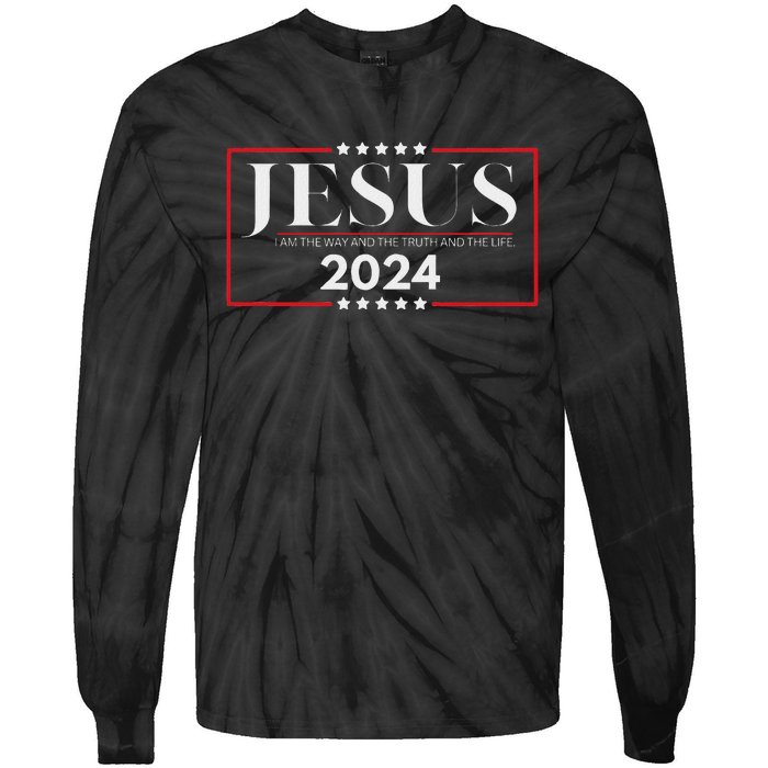 Jesus 2024 The Way Truth Life Tie-Dye Long Sleeve Shirt