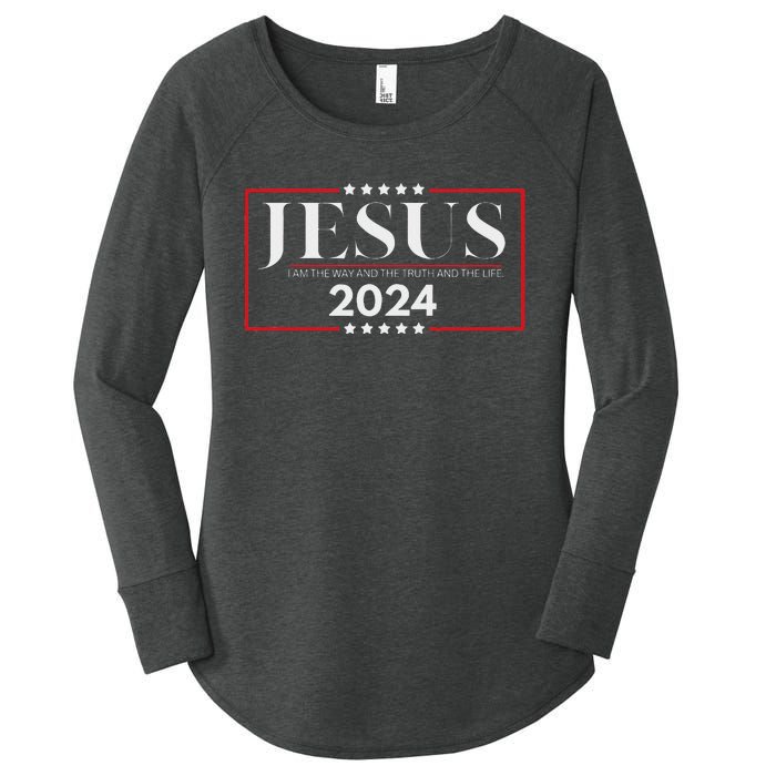 Jesus 2024 The Way Truth Life Women's Perfect Tri Tunic Long Sleeve Shirt