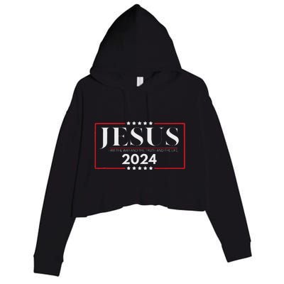 Jesus 2024 The Way Truth Life Crop Fleece Hoodie