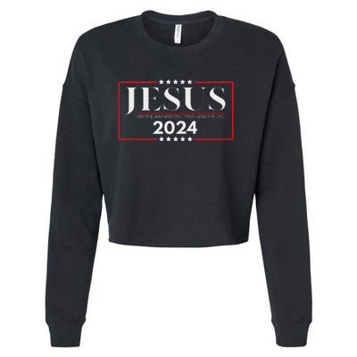 Jesus 2024 The Way Truth Life Cropped Pullover Crew