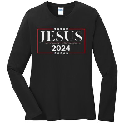 Jesus 2024 The Way Truth Life Ladies Long Sleeve Shirt