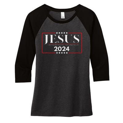 Jesus 2024 The Way Truth Life Women's Tri-Blend 3/4-Sleeve Raglan Shirt