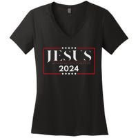 Jesus 2024 The Way Truth Life Women's V-Neck T-Shirt