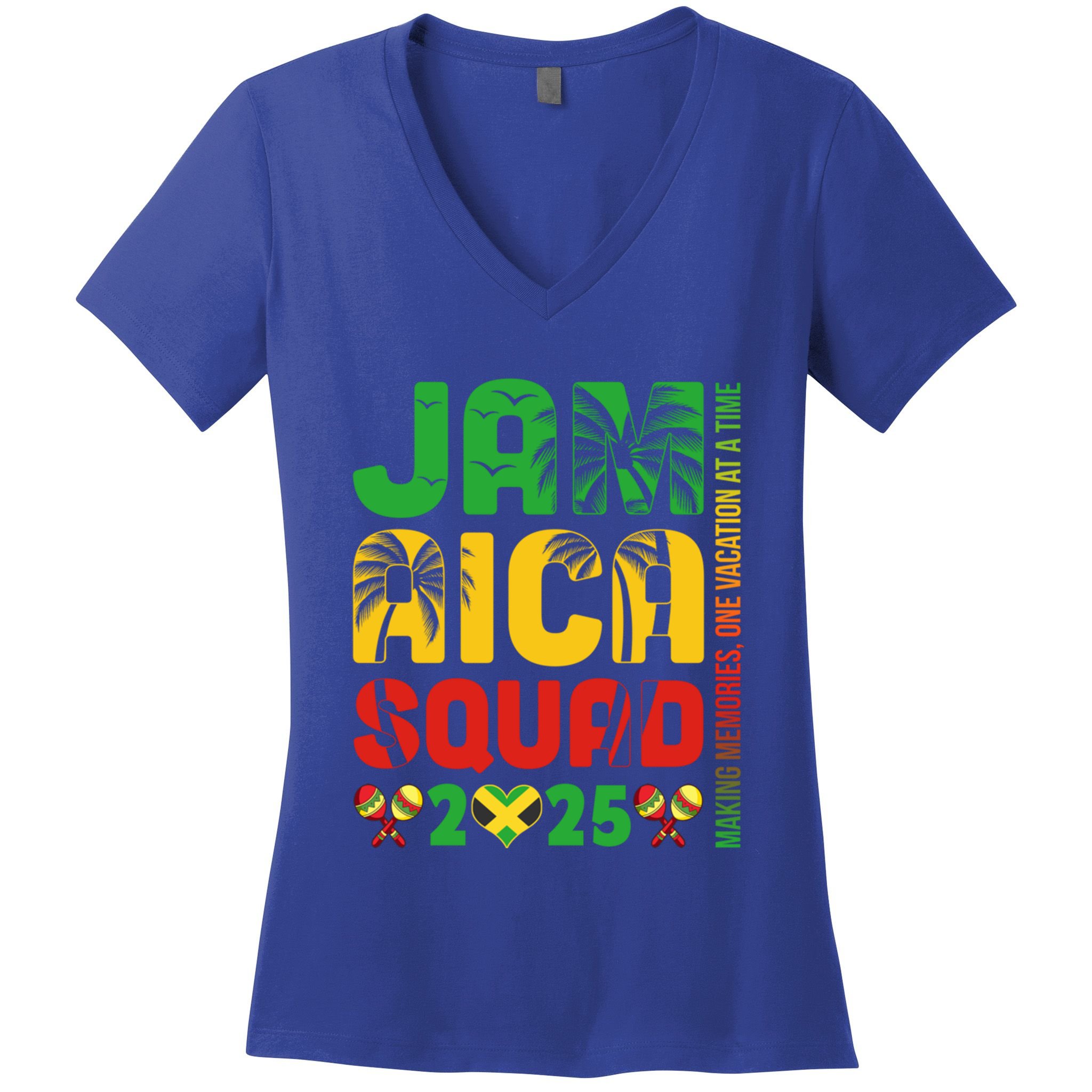 Jamaica 2025 Vacation Trip Matching Family Squad Group Meaningful Gift Women's V-Neck T-Shirt