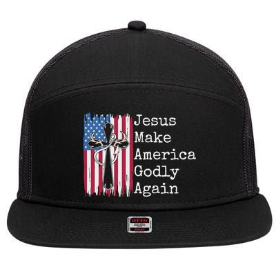 Jesus 2024 Vote Make America Godly Again Pray Again 7 Panel Mesh Trucker Snapback Hat