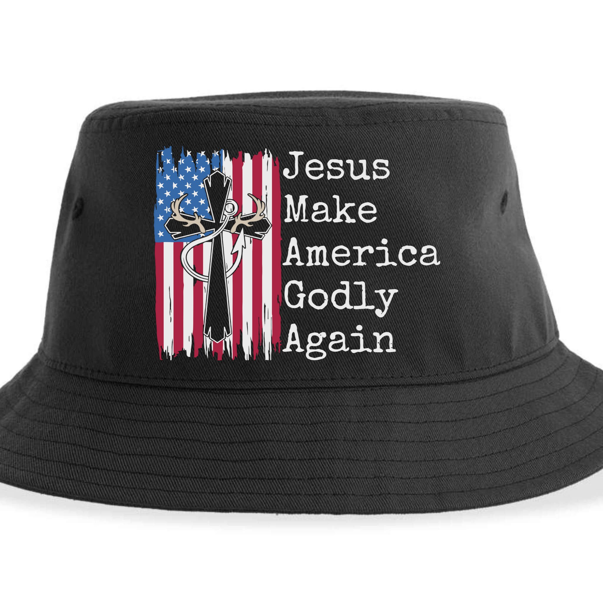 Jesus 2024 Vote Make America Godly Again Pray Again Sustainable Bucket Hat