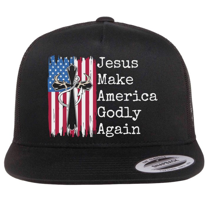 Jesus 2024 Vote Make America Godly Again Pray Again Flat Bill Trucker Hat