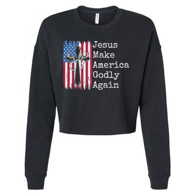 Jesus 2024 Vote Make America Godly Again Pray Again Cropped Pullover Crew