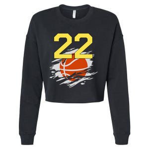 Jersey 22 Yellow Golden Basketball Team Number 22 Cropped Pullover Crew