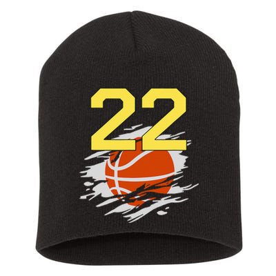 Jersey 22 Yellow Golden Basketball Team Number 22 Short Acrylic Beanie