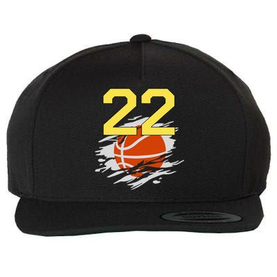 Jersey 22 Yellow Golden Basketball Team Number 22 Wool Snapback Cap