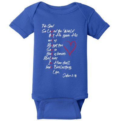 John 3 16 Christian ValentineS Day Valentine Cool Gift Baby Bodysuit