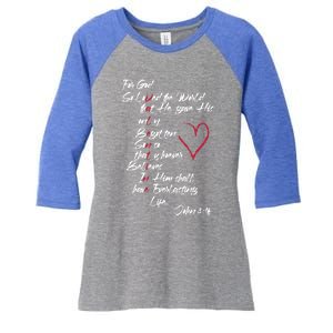 John 3 16 Christian ValentineS Day Valentine Cool Gift Women's Tri-Blend 3/4-Sleeve Raglan Shirt