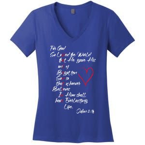 John 3 16 Christian ValentineS Day Valentine Cool Gift Women's V-Neck T-Shirt