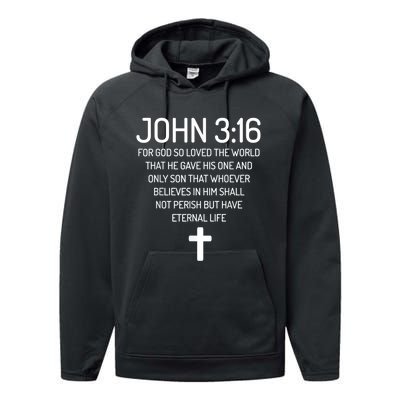 John 3:16 Bible Verse Scripture Christian Performance Fleece Hoodie