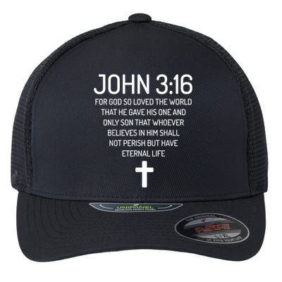 John 3:16 Bible Verse Scripture Christian Flexfit Unipanel Trucker Cap