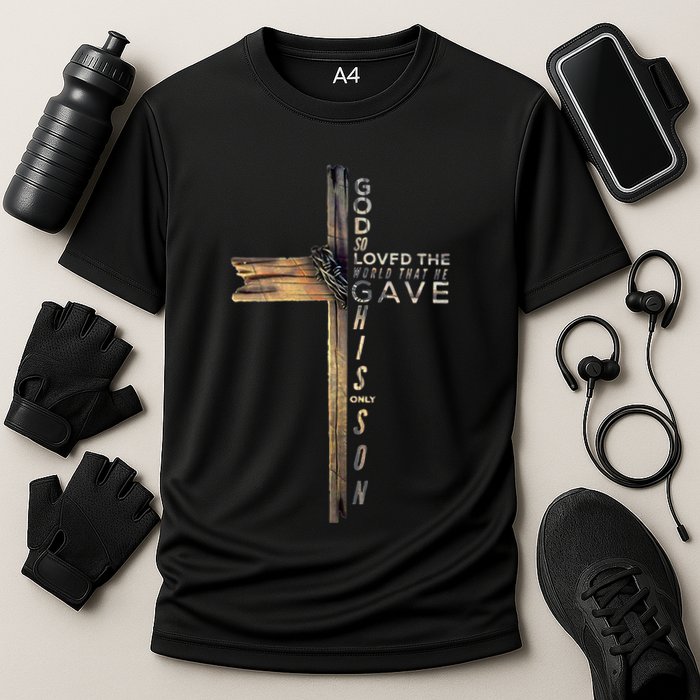 John 316 Christian Cross Bible Cooling Performance Crew T-Shirt