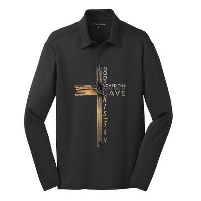 John 316 Christian Cross Bible Silk Touch Performance Long Sleeve Polo