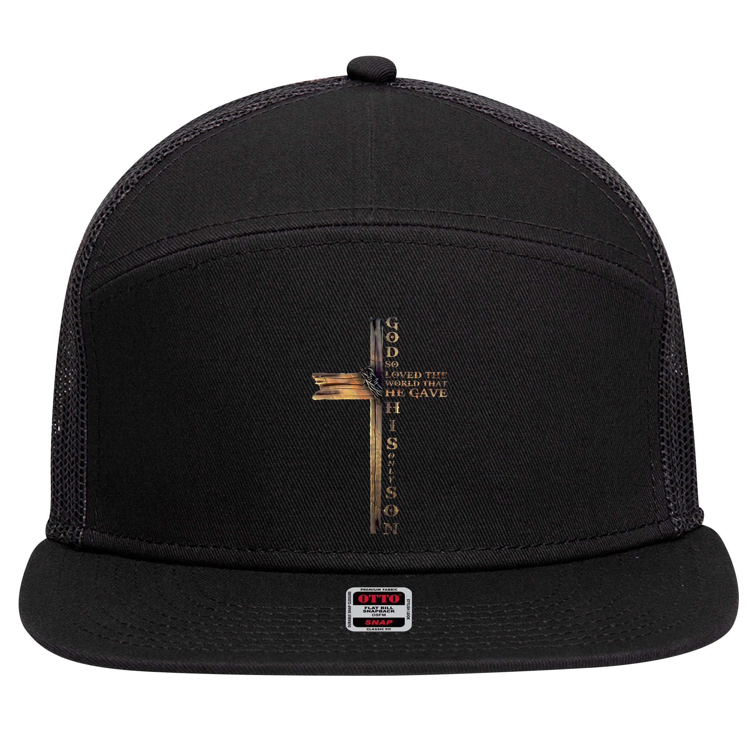 John 316 Christian Cross Bible 7 Panel Mesh Trucker Snapback Hat