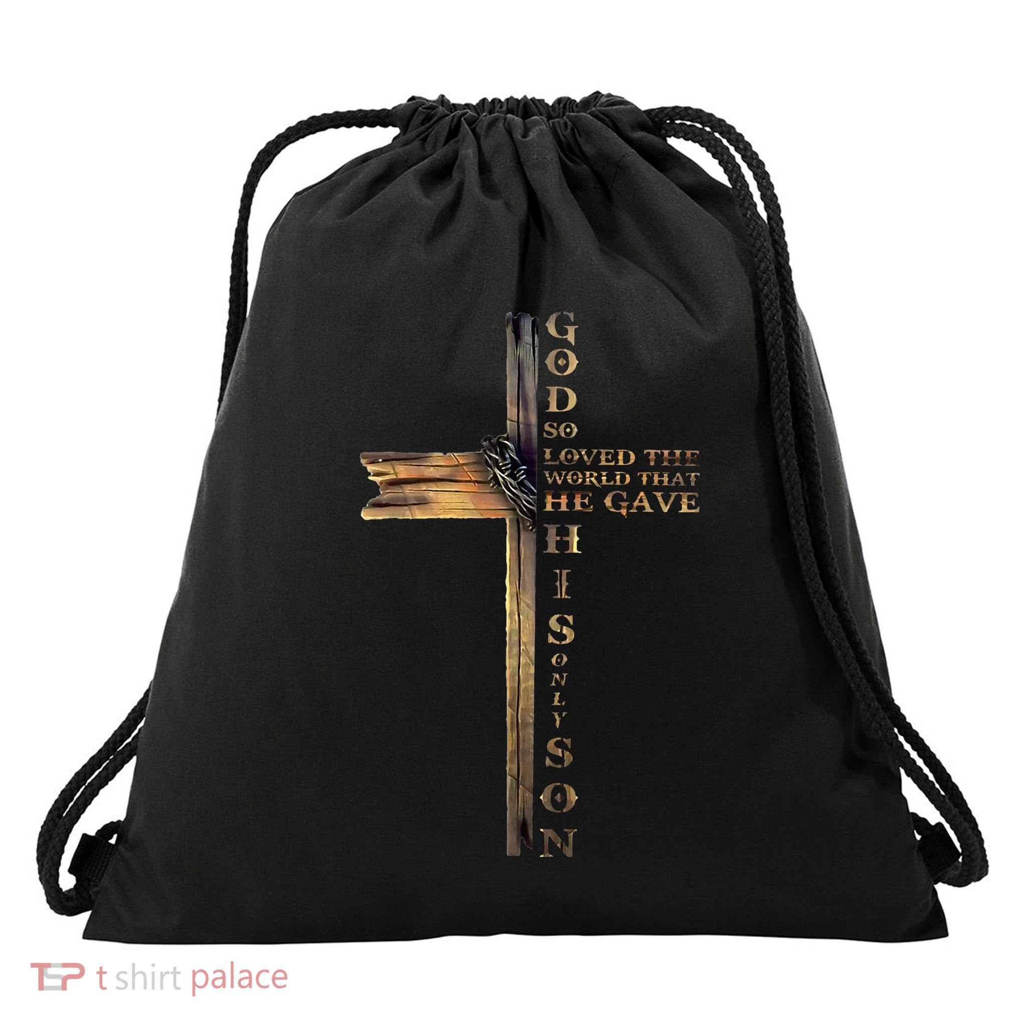 John 316 Christian Cross Bible Drawstring Bag