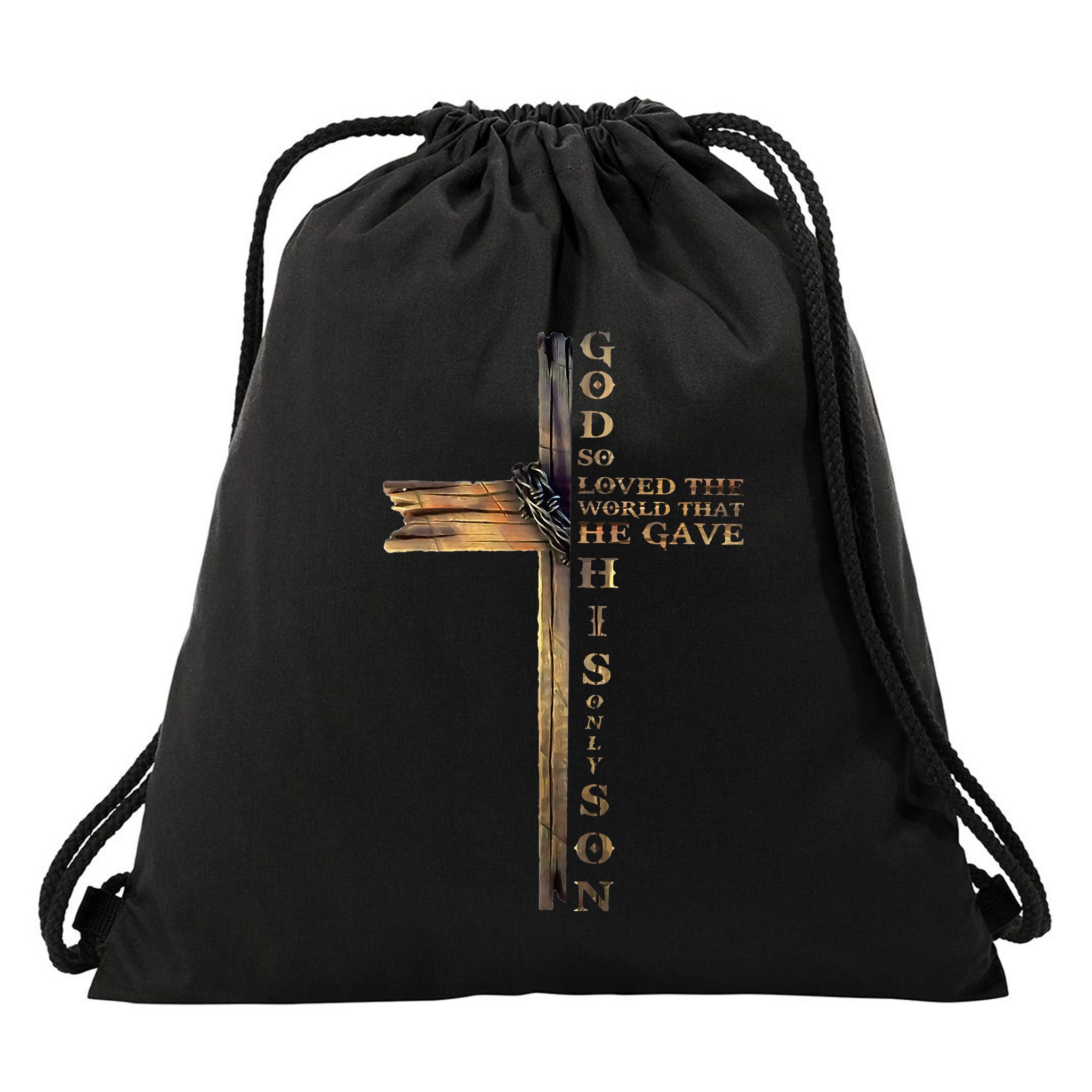 John 316 Christian Cross Bible Drawstring Bag