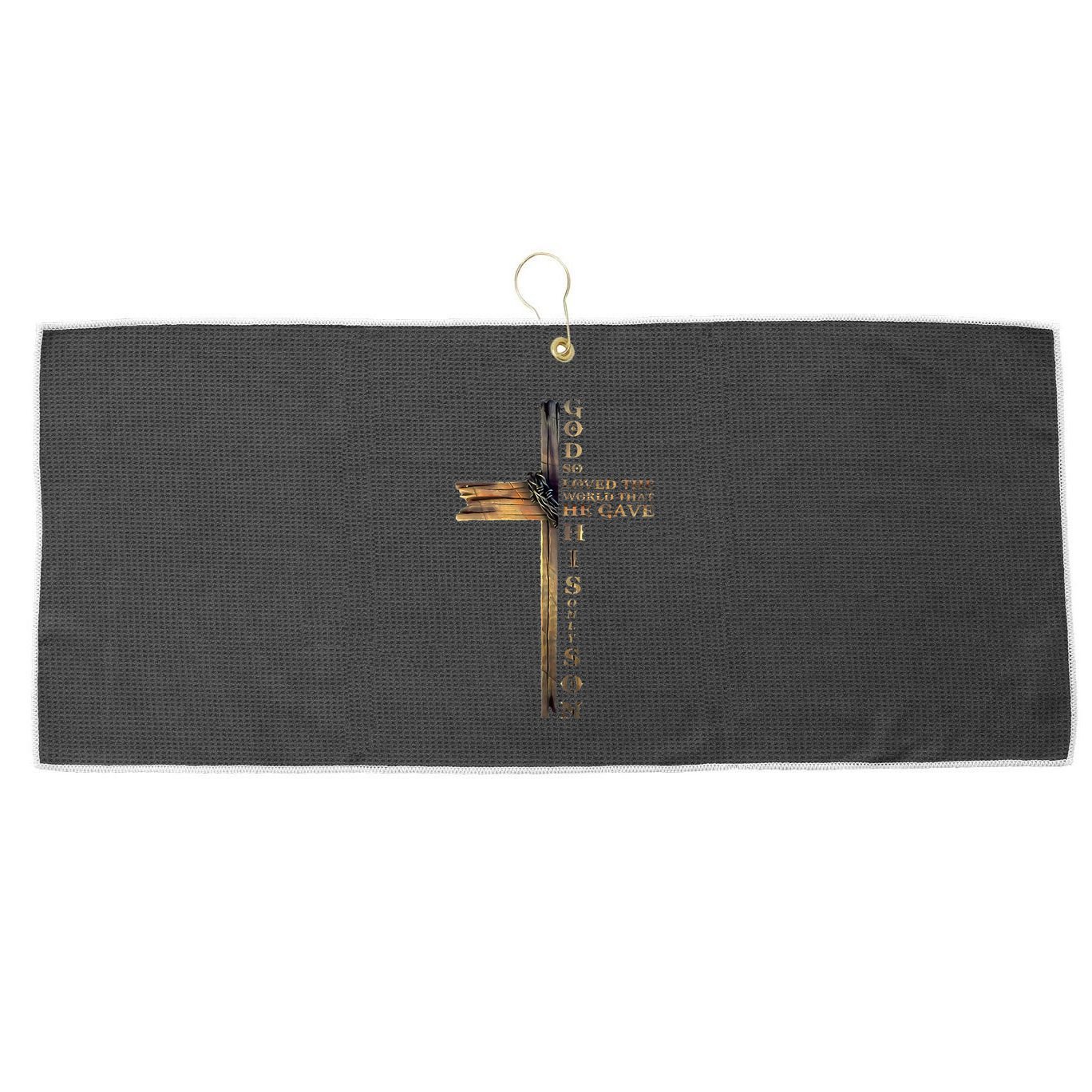 John 316 Christian Cross Bible Large Microfiber Waffle Golf Towel