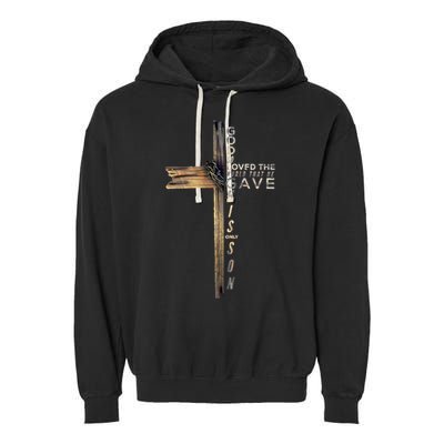 John 3:16 Christian Cross Bible Gift Garment-Dyed Fleece Hoodie